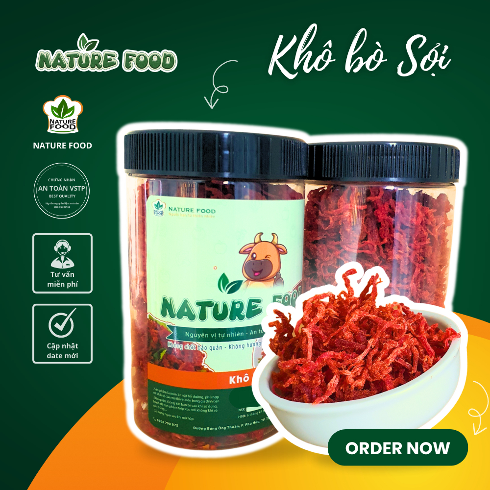 Khô bò sợi LOẠI NGON NATURE FOOD (Thơm ngon - Đậm vị)