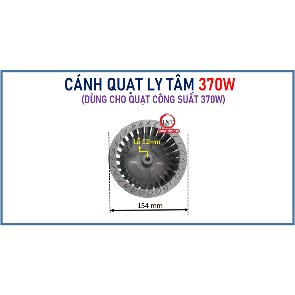 370w cánh quạt ly tâm dùng cho quạt công suất 370w, cánh quạt lồng sóc