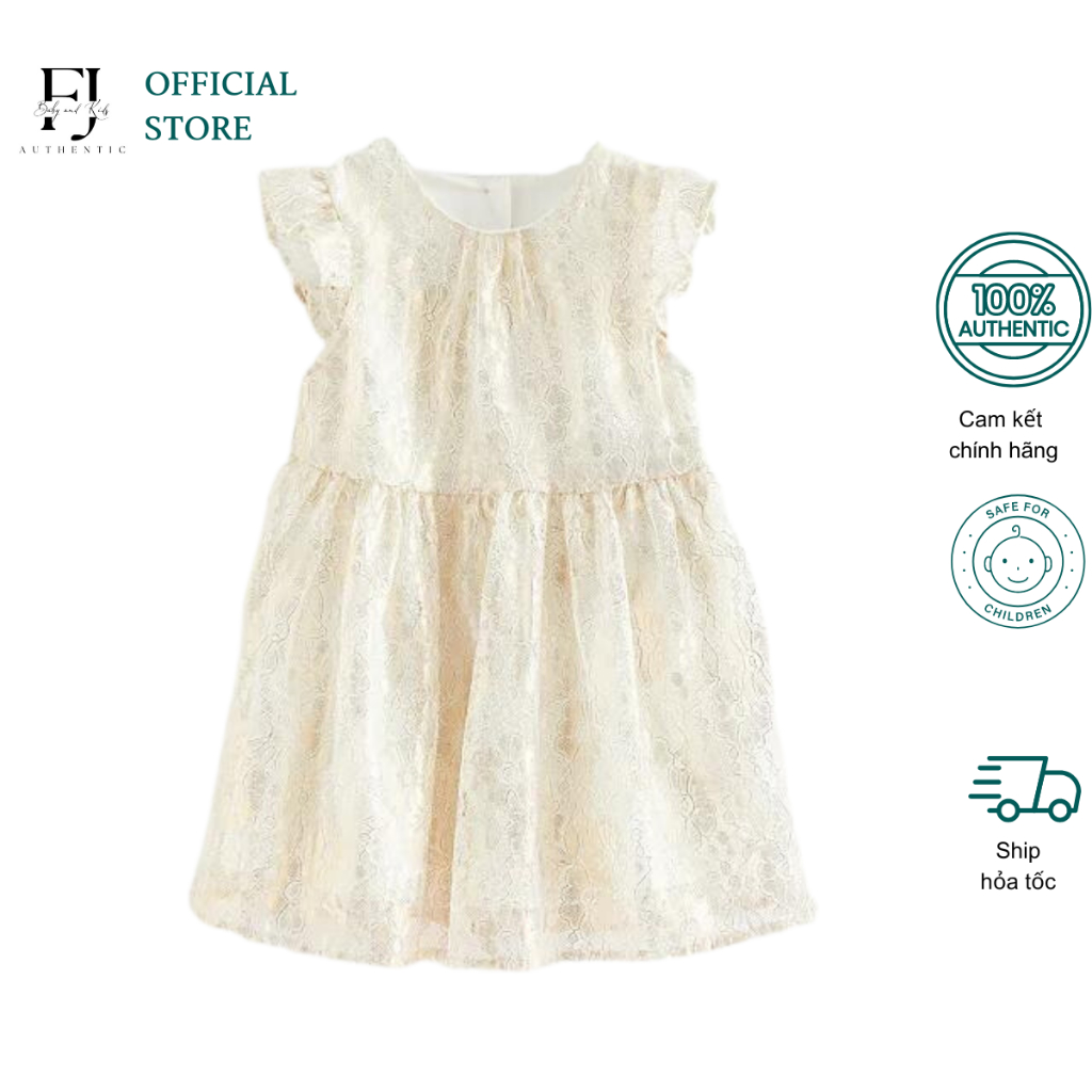 Váy công chúa ren be họa tiết hoa bé gái GEORGE đầm ngắn tay chất liệu Polyester chính hãng cho bé 3 tuổi đến 7 tuổi