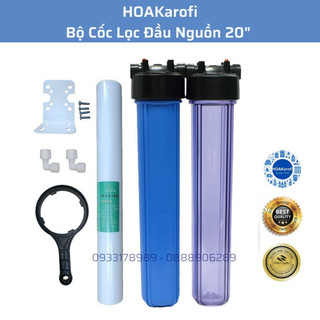 Bộ Cốc Lọc Nước 20 inch Thô Đầu Nguồn Full Cút Out/In Tặng Giá Treo + Tay Vặn + Ốc Vít