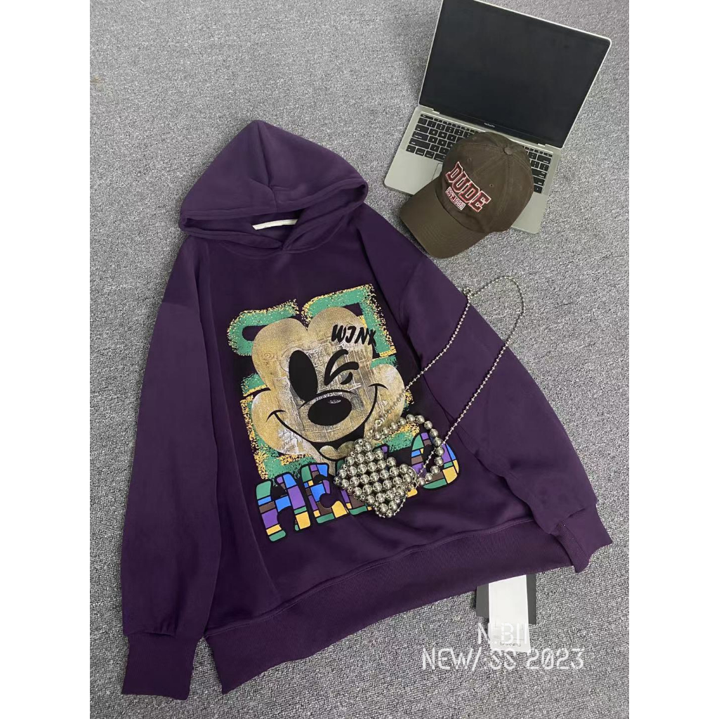 Hoddie mickey chữ lưng chất siêu đẹp NB