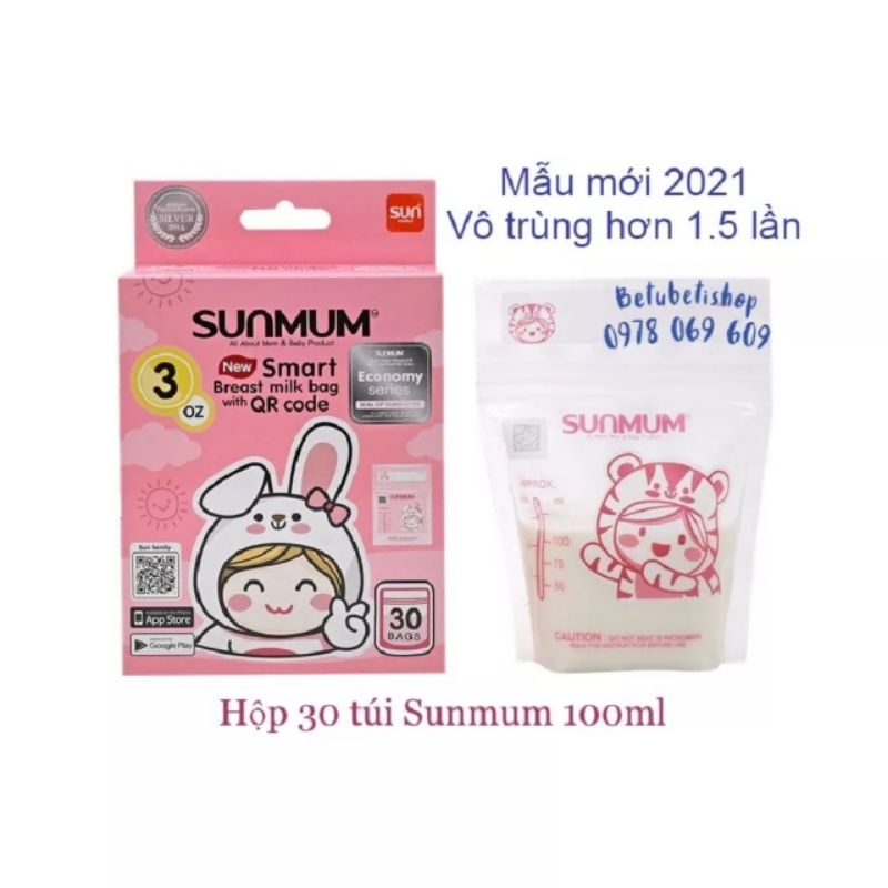 Hộp 50 Túi Trữ Sữa Sunmum 100ml, 150ml,  250ml Thái Lan