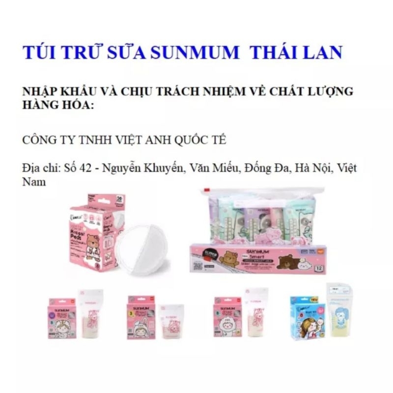 Hộp 50 Túi Trữ Sữa Sunmum 100ml, 150ml,  250ml Thái Lan