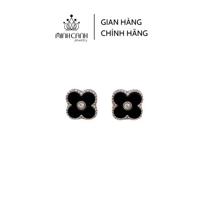 Bông Tai 4 Lá Đen Giữa - Minh Canh Jewelry