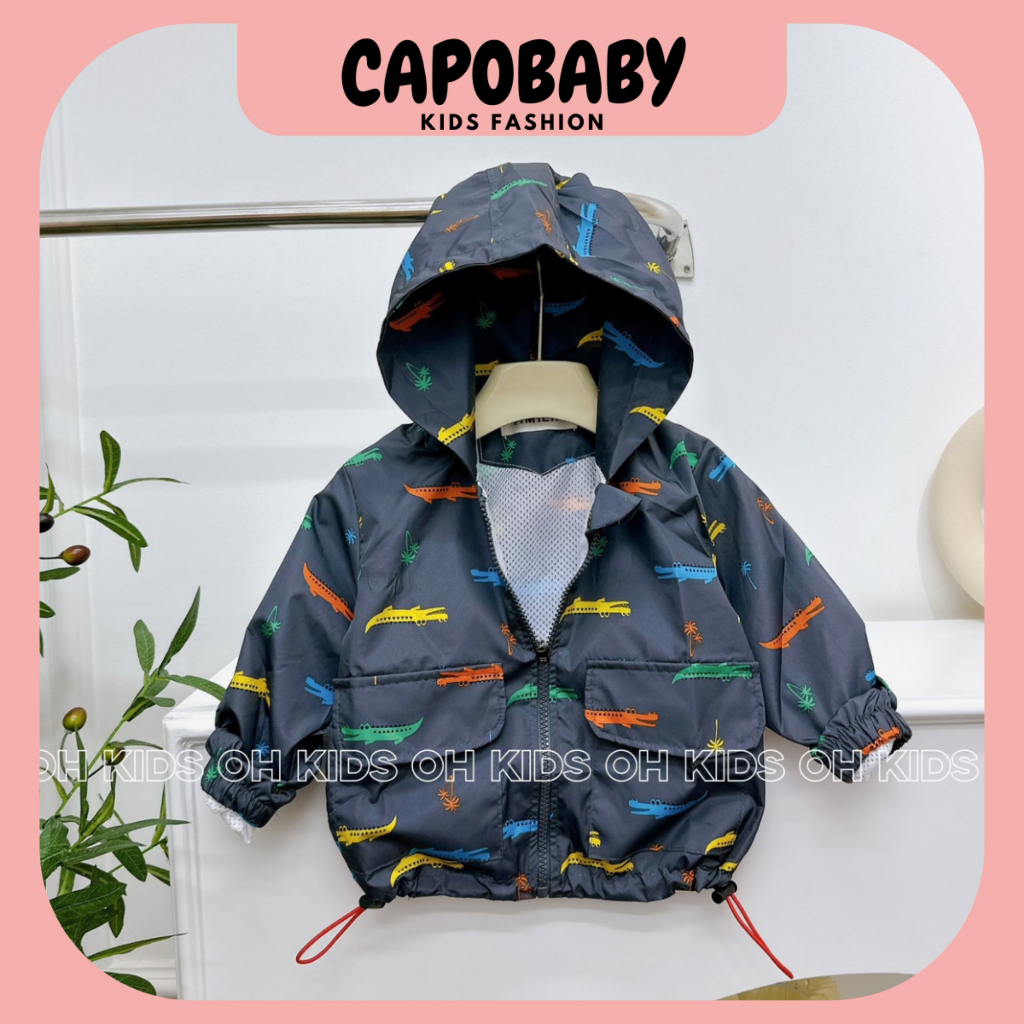 Áo khoác gió họa tiết dành cho bé trai và bé gái từ 7-20kg dưới 6 tuổi