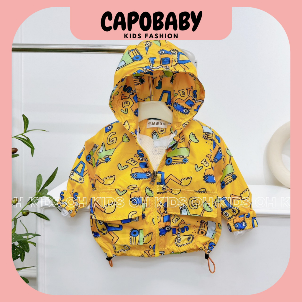 Áo khoác gió họa tiết dành cho bé trai và bé gái từ 7-20kg dưới 6 tuổi
