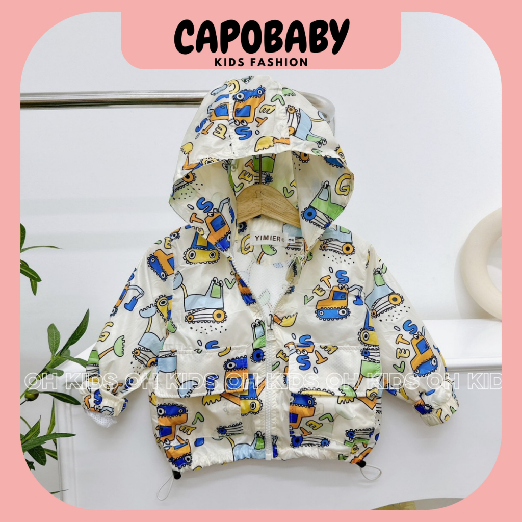 Áo khoác gió họa tiết dành cho bé trai và bé gái từ 7-20kg dưới 6 tuổi