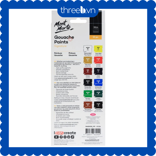 Bộ Màu Gouache Mont Marte 12 Màu x 12ml - Gouache Paints Signature