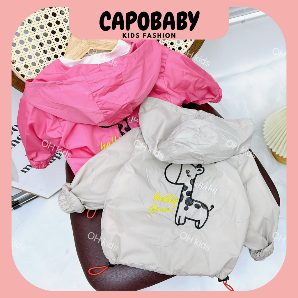 Áo khoác gió hình hươu cao cổ nhiều màu sắc mùa thu mùa đông cho bé