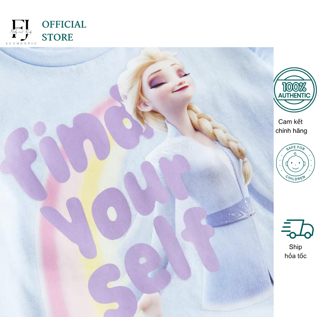 Váy cánh tiên bé gái HM đầm elsa xanh chất liệu cotton chính hãng cho bé 1 -10 tuổi