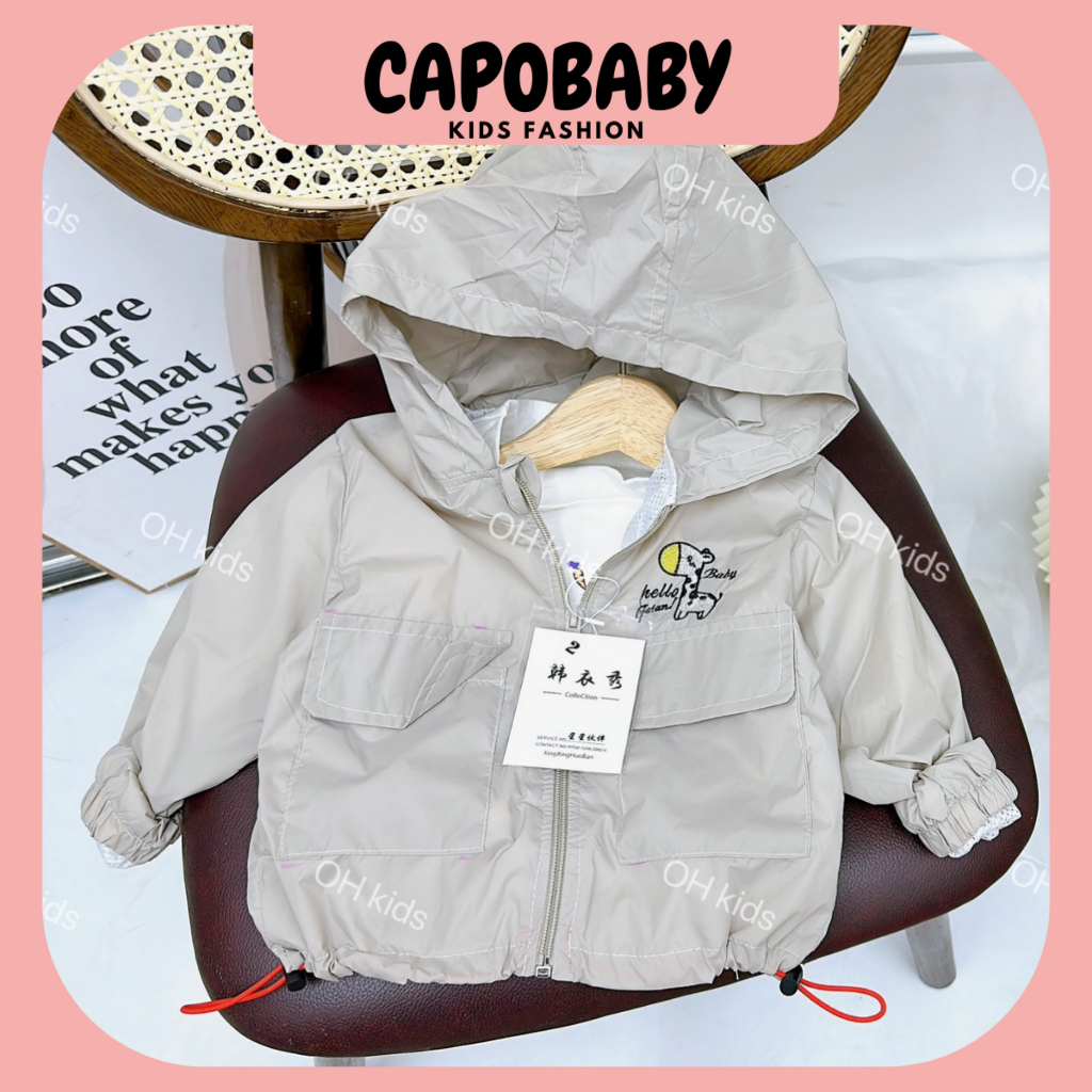 Áo khoác gió hình hươu cao cổ nhiều màu sắc mùa thu mùa đông cho bé