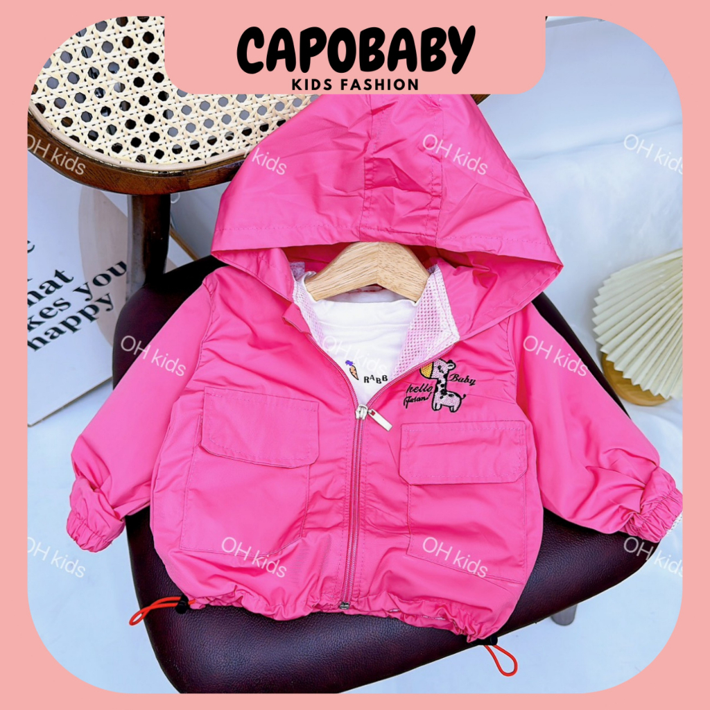 Áo khoác gió hình hươu cao cổ nhiều màu sắc mùa thu mùa đông cho bé