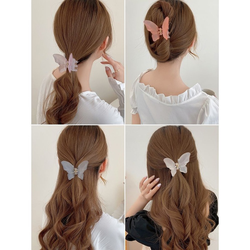 Kẹp tóc càng cua hình bướm 3D nhám Loli