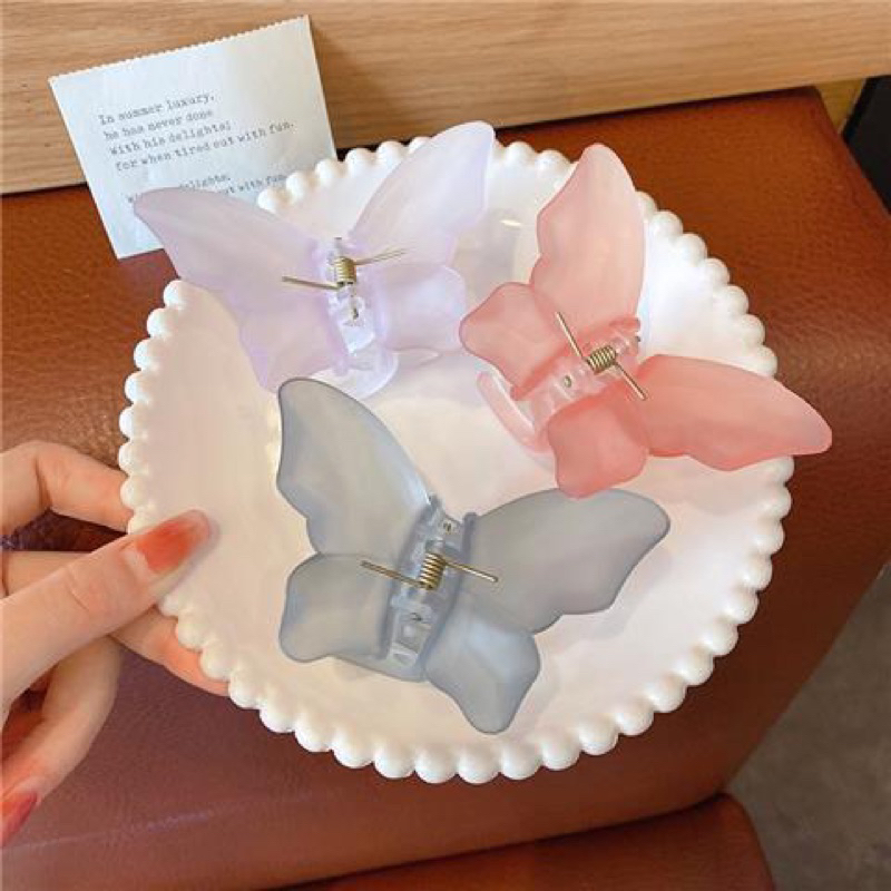 Kẹp tóc càng cua hình bướm 3D nhám Loli