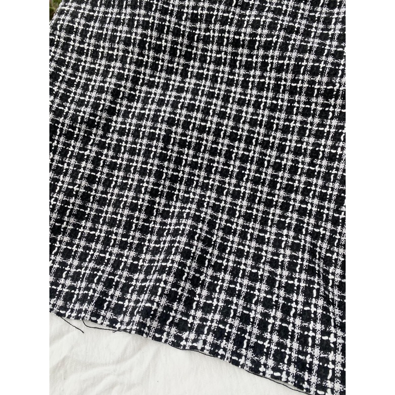 Vải dạ tweed sợi đen trắng