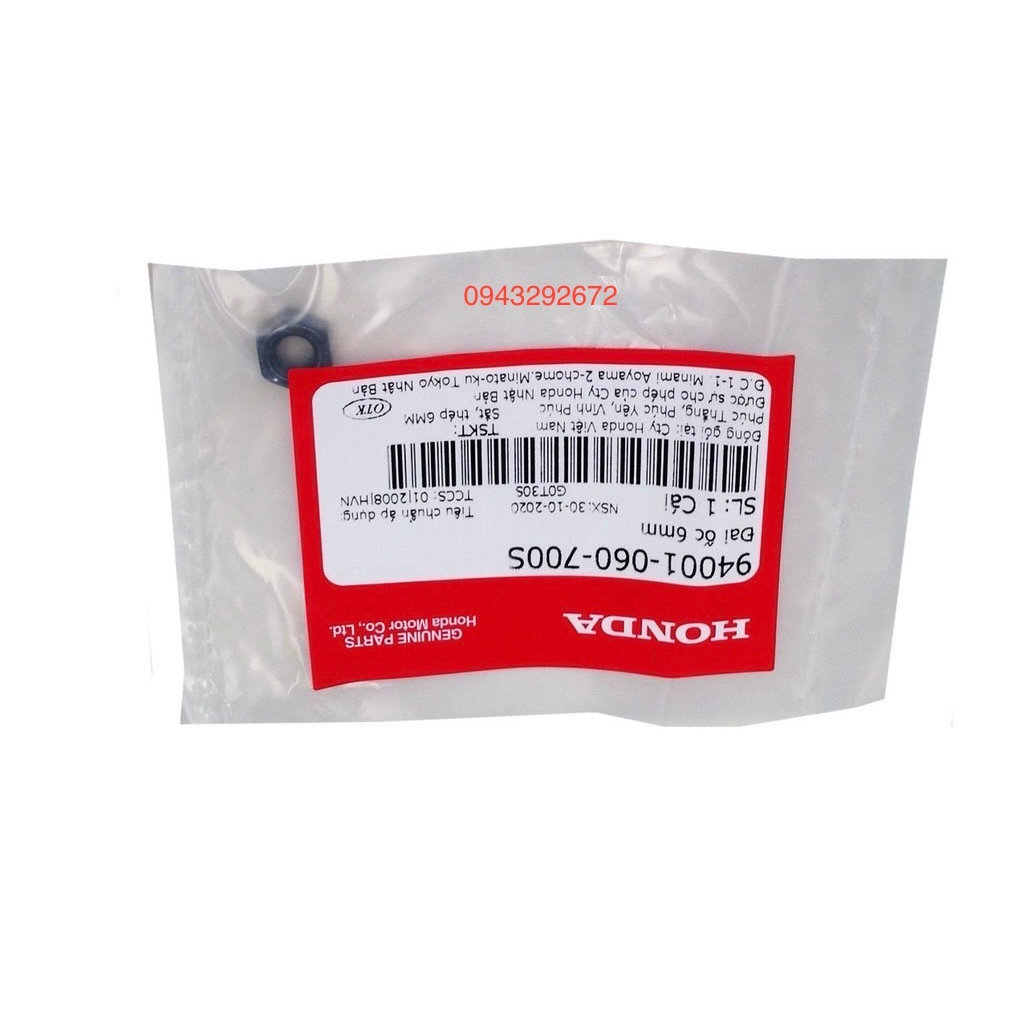 Đai ốc 6mm Màu Đen Honda