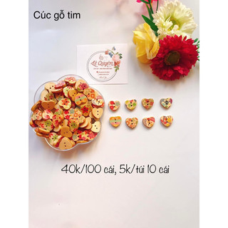 Cúc gỗ trang trí nhiều mẫu [túi 10 cái]