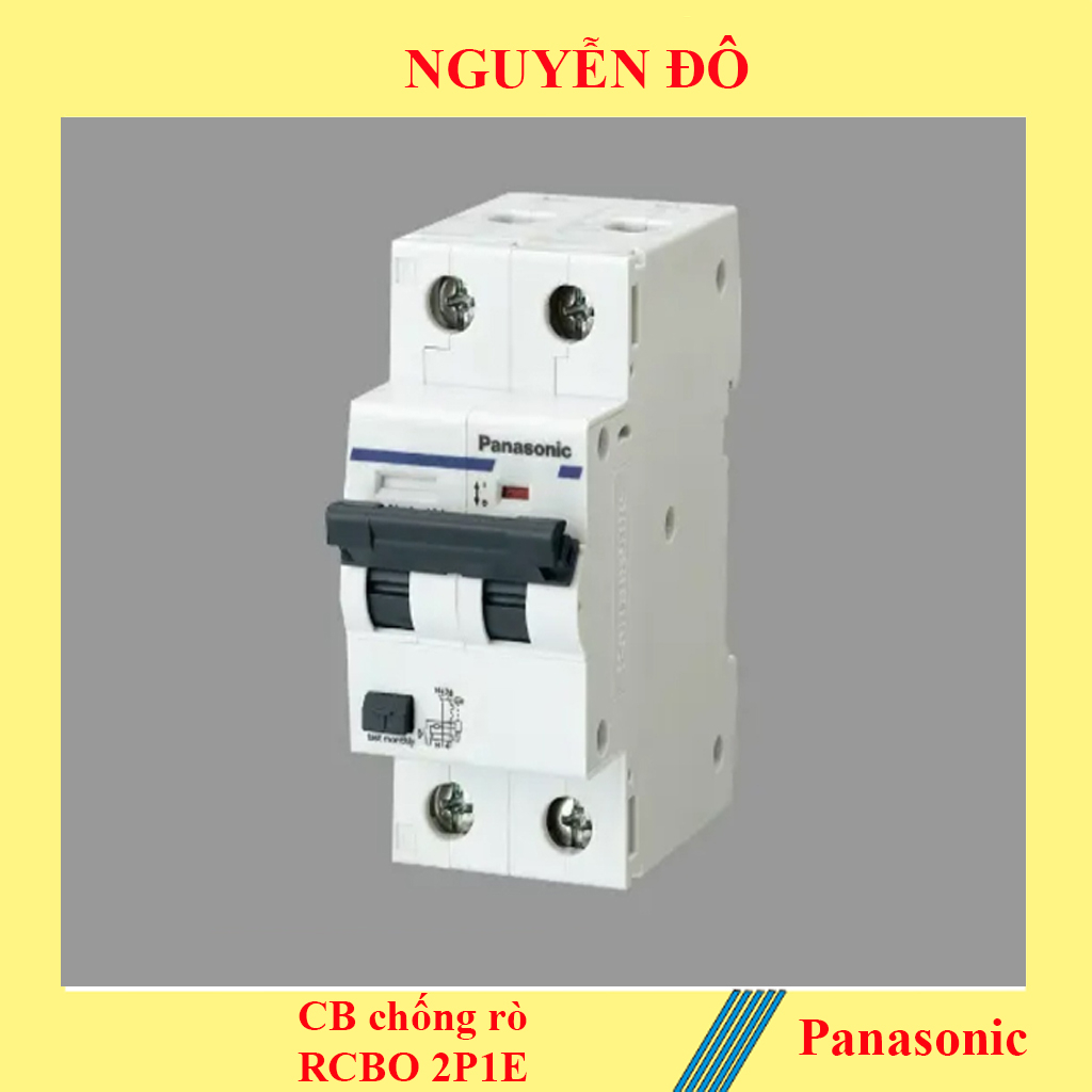 CB chống giật, aptomat chống giật Panasonic RCBO 2P1E, dòng điện định mức 06A, 16A, 25A, 32A, 40A, 50A, 63A  độ bền cao.