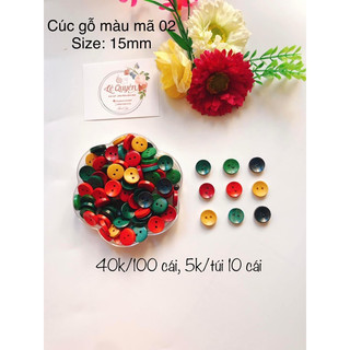Cúc gỗ trang trí nhiều mẫu [túi 10 cái]