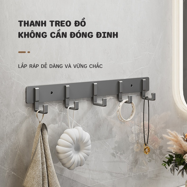 Móc treo nhà tắm đa năng dán tường không gỉ, dán sau cửa chịu lực tới 60kg - Tặng kèm keo dán - CHỒY