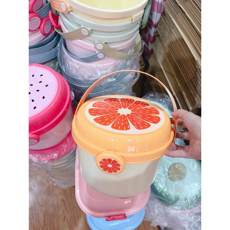 Combo 10 Gói Khăn Ướt Tặng Kèm 1 Thùng Nhựa Trái Cây Siêu Dễ Thương Khăn Giấy Ướt Kèm Xô Nhựa