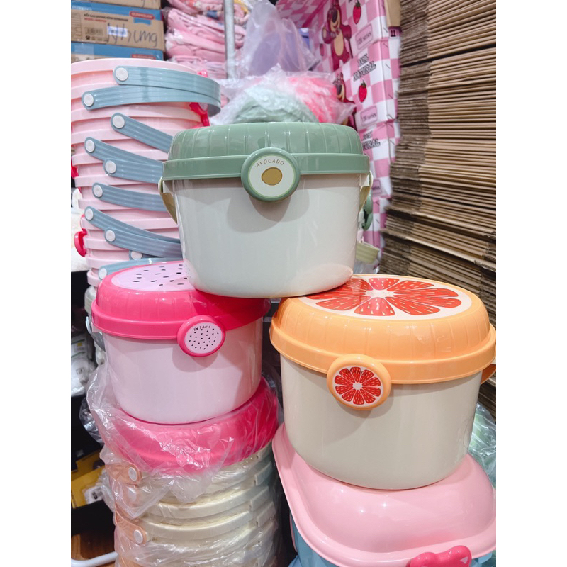 Combo 10 Gói Khăn Ướt Tặng Kèm 1 Thùng Nhựa Trái Cây Siêu Dễ Thương Khăn Giấy Ướt Kèm Xô Nhựa