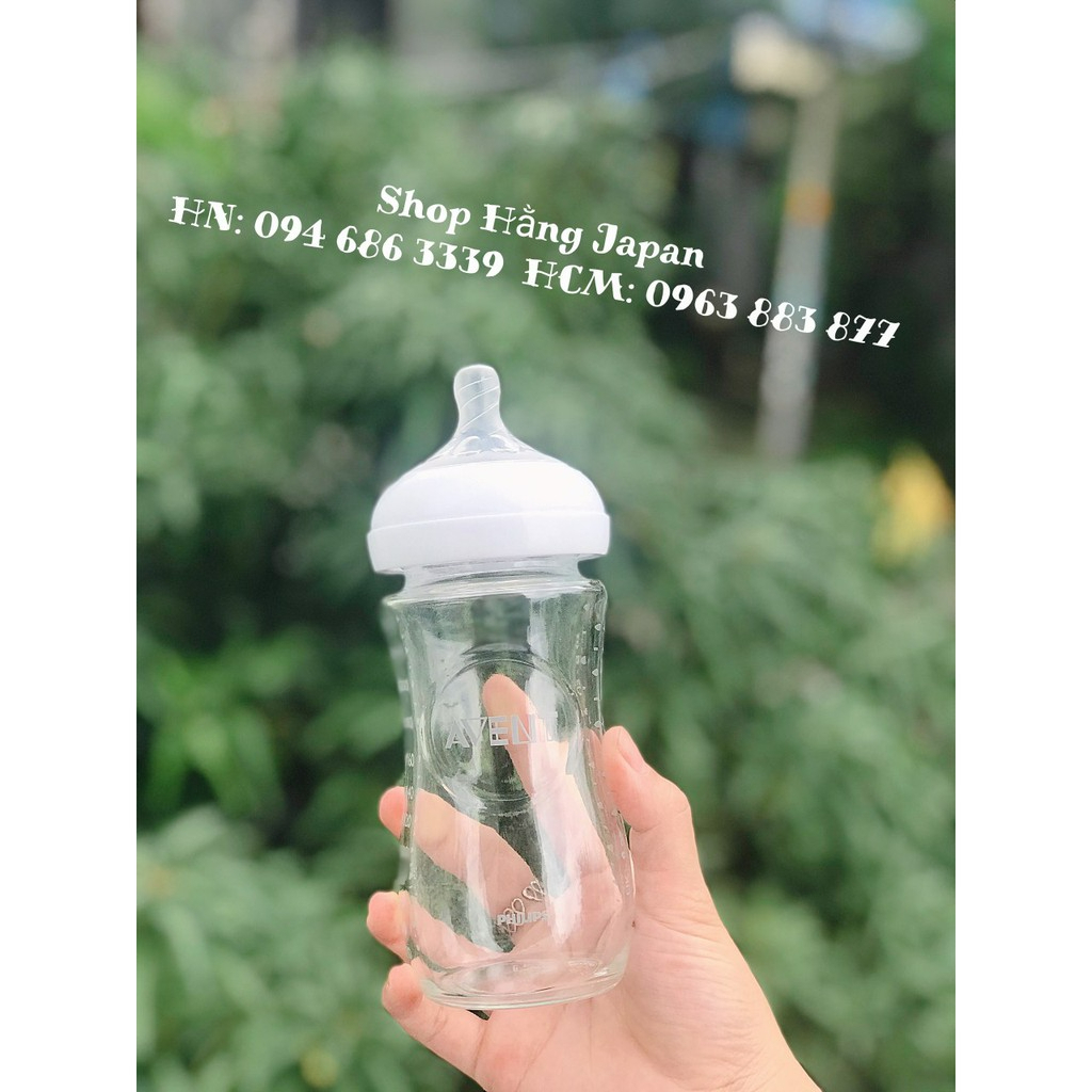 Bình sữa thủy tinh Philips Avent cho bé 120ml - 240ml núm silicone mô phỏng tự nhiên