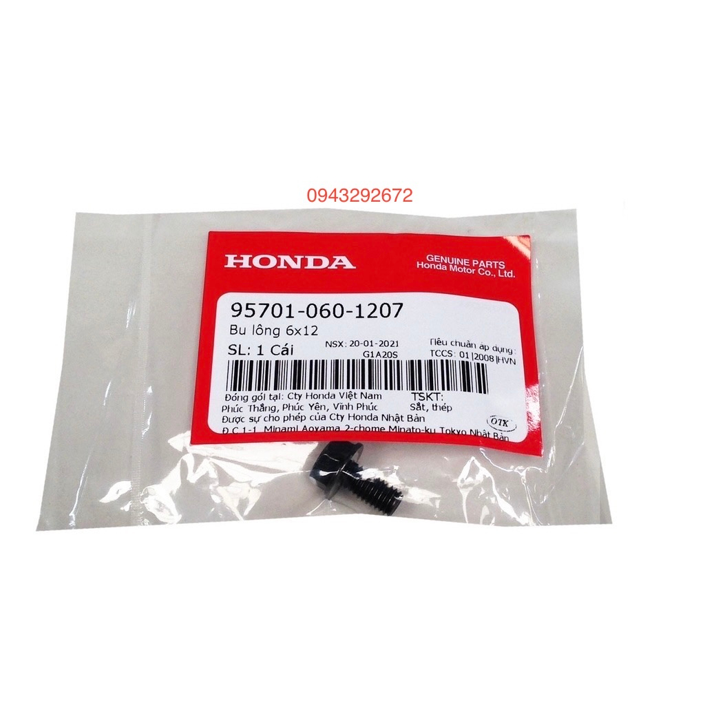 Bu lông 6x12 Đầu 10 Màu Đen Honda ( 957010601207 )
