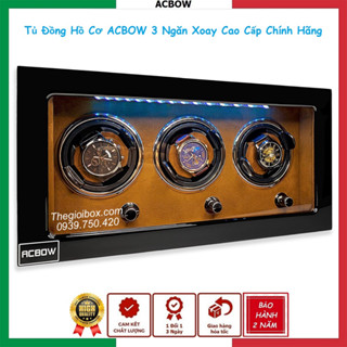 Tủ Hộp Để Đồng Hồ Cơ ACBOW - 3 Ngăn Xoay Vỏ Gỗ [Nội Thất Nỉ Nhung] - Có Đèn LED - BH 24T Chính Hãng
