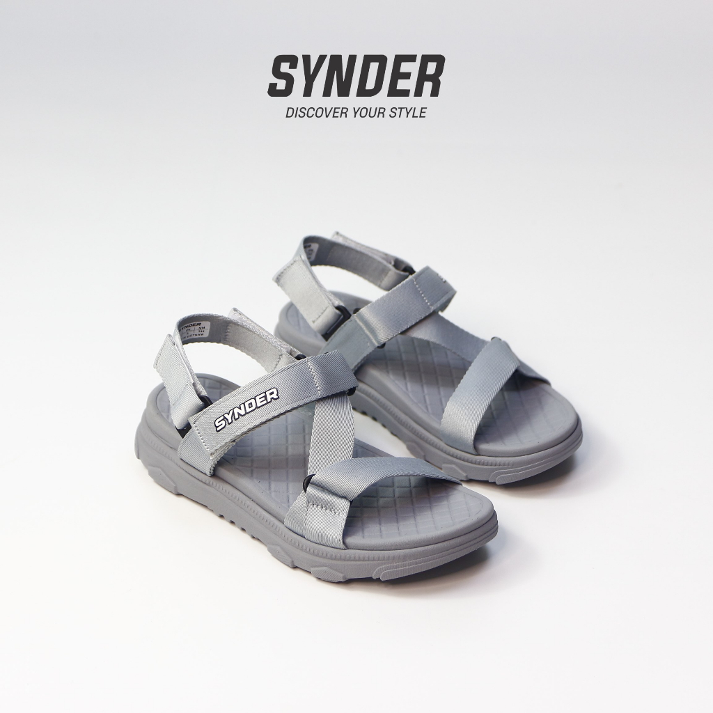 Dép Sandal Nữ Nam SYNDER Xám Full Đi Học Đế Cao