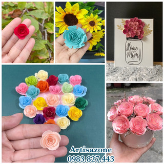 Hoa hồng giấy nhỏ (size từ 1,6cm - 4cm) - 06 bông hoặc 10 bông/túi - (Đọc kỹ mô tả sản phẩm)
