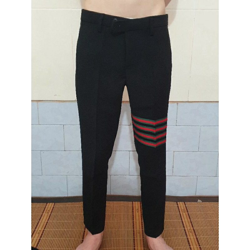 Quần Âu Thom 4 Viền Thêu, Vải Tăm Lì