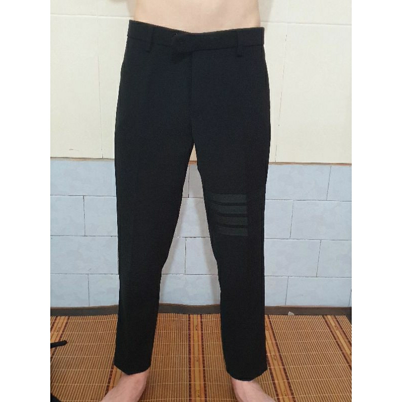 Quần Âu Thom 4 Viền Thêu, Vải Tăm Lì