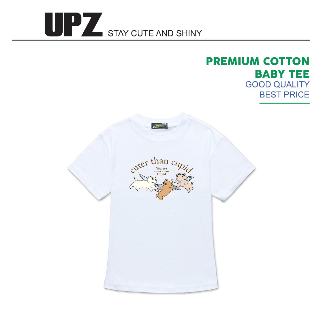 UPZ Áo Thun Cotton Baby Tee Nữ Tay Ngắn In Hoạ Tiết Cuter Than Cupid (3 Màu)