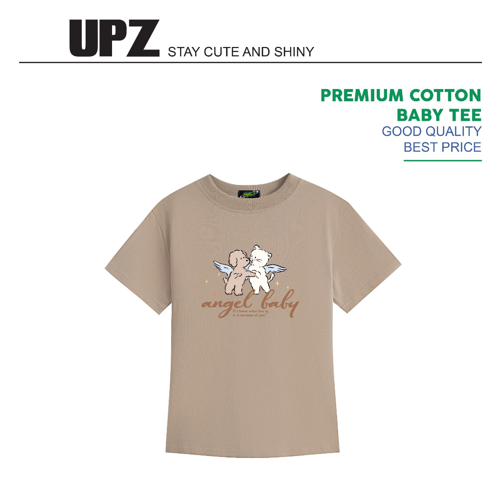 UPZ Áo Thun Cotton Baby Tee Nữ Tay Ngắn In Hoạ Tiết Angel Baby (3 Màu)