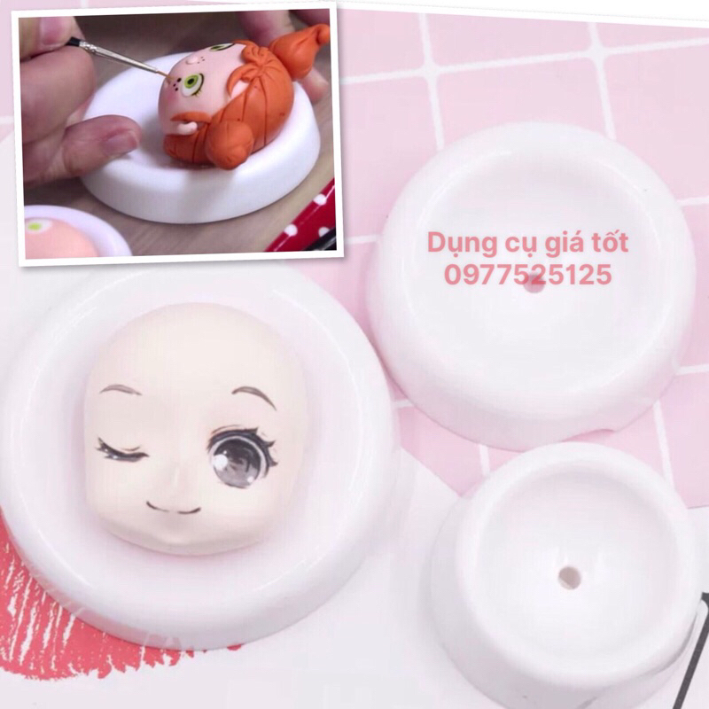 Bộ 3 chén nhựa đỡ hoa fondant, đất sét, đầu chibi