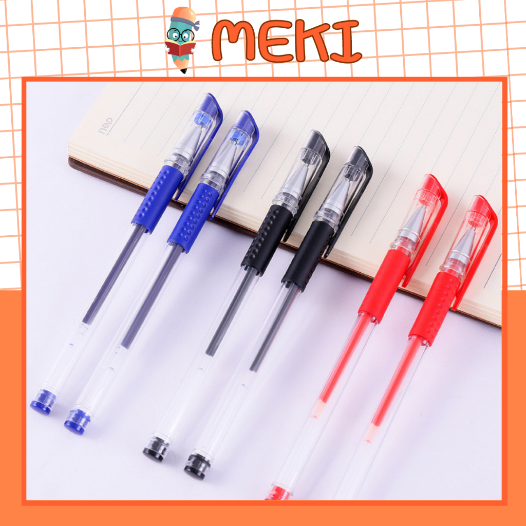 Bút Gel Basic MEKI, Bút Bi Nước Mực Gel Đen Xanh Đỏ Khô Nhanh Ngòi 0.5mm, Văn Phòng Phẩm Đồ Dùng Học Tập Giá Rẻ