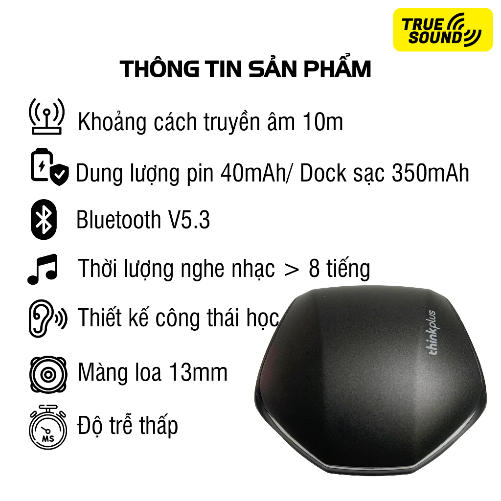 Tai nghe Bluetooth LENOVO TWS GM2 PRO 5.3V. Thiết kế gaming bắt mắt, độ trễ cực thấp. Chuẩn chống nước IPX5.