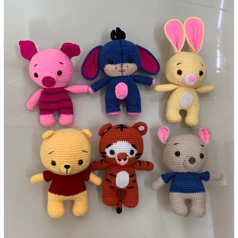 Thú bông len Pooh, Roo, Piglet, Tigger, Rabbit, Eeyore