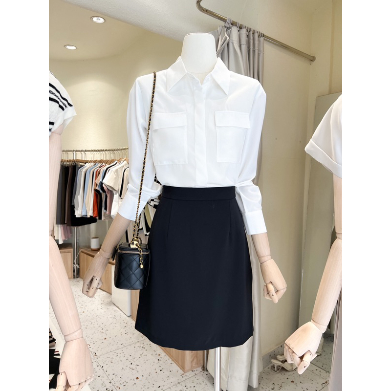 Áo Sơ mi túi hộp lụa mango cao cấp Lin Closet - HÀNG MỚI