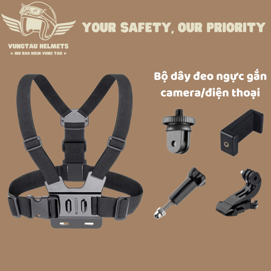 Dây đeo ngực gắn Camera/Điện thoại cho quay phim, chụp ảnh - VungTau Helmets - Nón bảo hiểm chính hãng Vũng Tàu