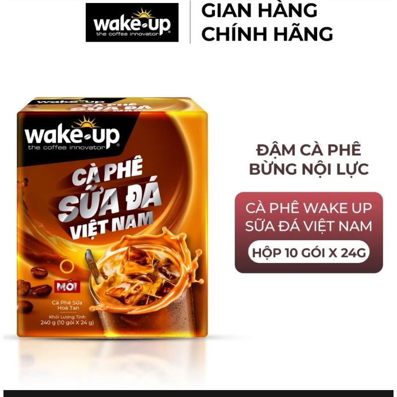 Cà Phê Wake Up Sữa Đá Việt Nam Cao Cấp (10gói x 24gram) DATE MỚI