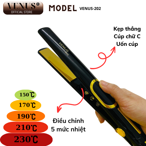 Máy Duỗi Tóc Cao Cấp Venus 202 loại size nhỏ  :4.8 Chuyên dụng trong các salon nổi tiếng và gia đình