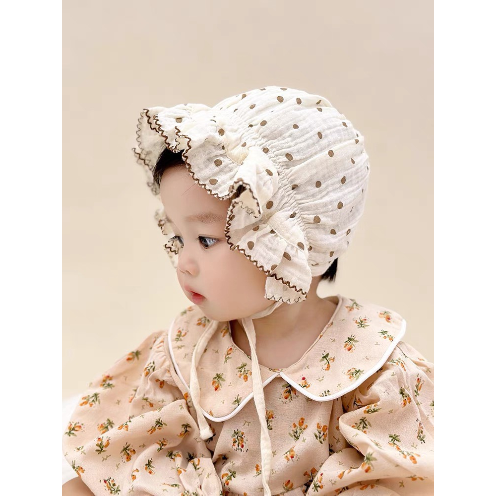 Mũ tai bèo xô muslin hoạ tiết dễ thương cho bé