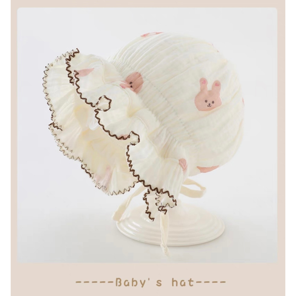 Mũ tai bèo xô muslin hoạ tiết dễ thương cho bé