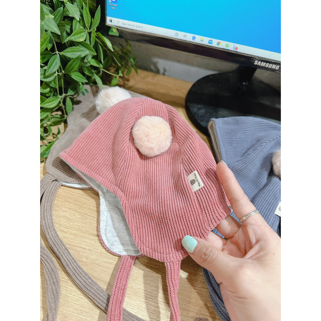 Mũ Nỉ Nhung Thu Đông Buộc Dây Hàng 2 Lớp Siêu Đẹp Dày Dặn