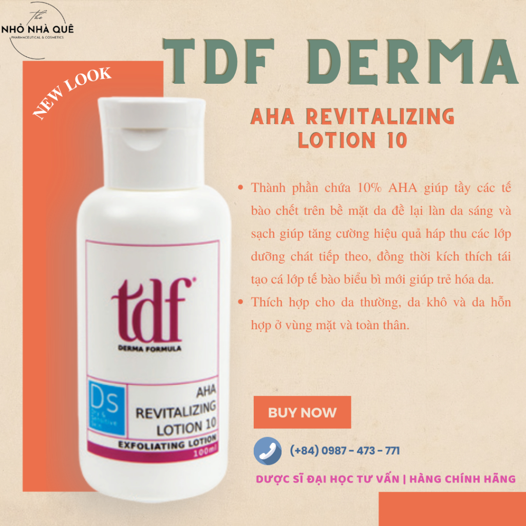 TDF AHA Revitalizing Lotion 10, kem dưỡng dành cho da khô và da hỗn hợp & tăng cường hấp thu dưỡng chất