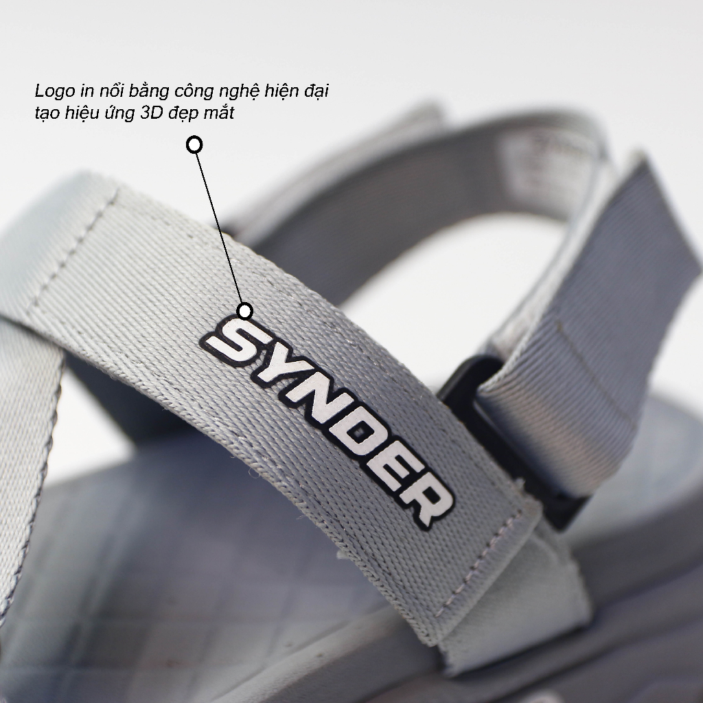Dép Sandal Nữ Nam SYNDER Xám Full Đi Học Đế Cao
