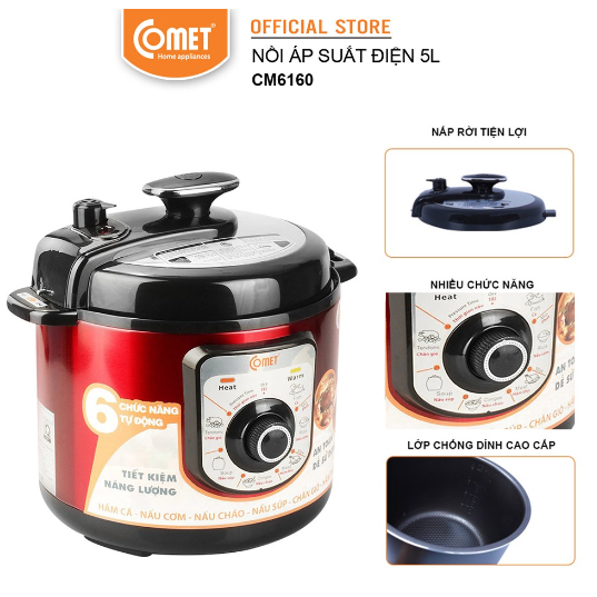 Nồi áp suất cơ đa năng COMET CM6160 - 5L - 1000W - BH 12 THÁNG