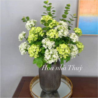 Hoa lụa, cành hoa cẩm tú cầu 3 bông cao 65cm trang trí nhà cửa